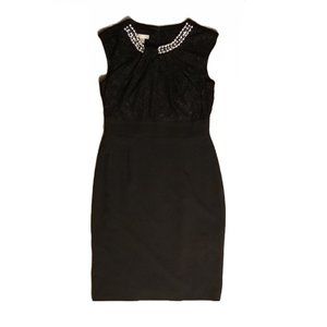London Times Black Sleeveless Knee Length Dress
